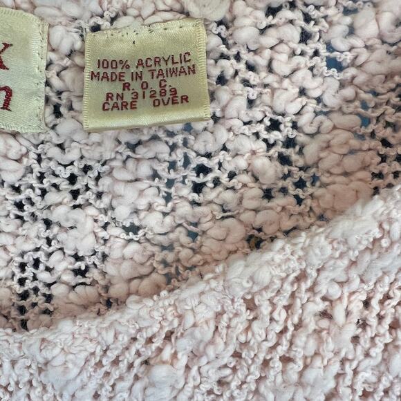 Vintage Essex Junction V-Neck Sweater Women's Size Large Pink Knit Short Sleeve - Picture 7 of 7
